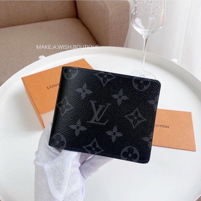 Louis Vuitton Multiple Wallet 黑灰色 老花對折皮夾 短夾 卡夾 M61695