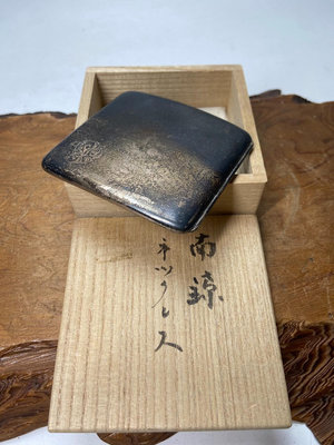 日本明治時期百年銀器堂號大勝堂造純銀煙盒 名片盒