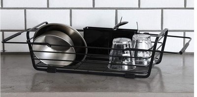 18842c 日本製 好品質 304不鏽鋼  黑色 可伸縮 廚房洗碗槽水槽收納架瀝水架碗盤餐具收納架置物架 送禮禮品