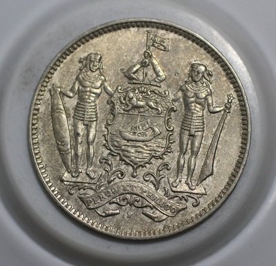 罕見 1940 年 英屬 馬來亞 Malaysia 馬來西亞 北婆羅 洲 5分 5 Cents 古 錢幣 原光 美品