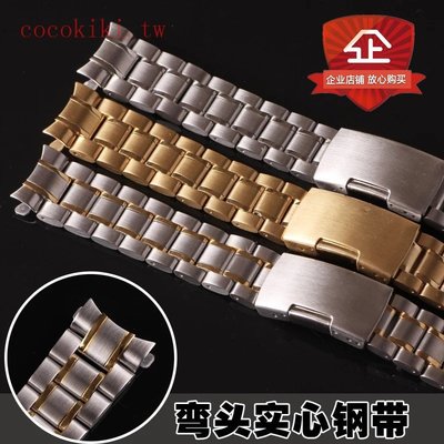 直銷小米五珠鋼帶 不鏽鋼實心手錶帶 彎頭錶鏈 全鋼黑色 20mm鋼錶鏈