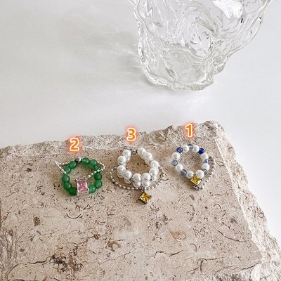 {朵朵韓飾} B8353 韓國直送(正韓)-氣質優雅珍珠水晶水鑽彈性戒指(三款)
