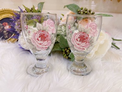 粉紅玫瑰精品屋～🌷日本製 薔薇花玻璃酒杯 香檳杯🌷單個價