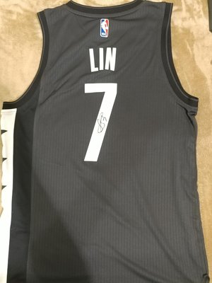 adidas 林書豪 Jeremy Lin 親筆簽名 布魯克林籃網隊 黑星球衣 CC3060