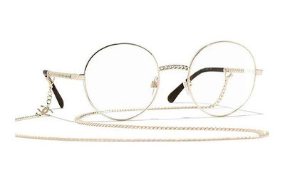 CHANEL 香奈兒 眼鏡框單項鏈條光學眼鏡架 女款 金色