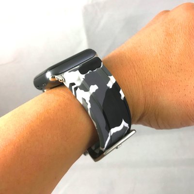Apple Watch 代用 沛納海 Panerai 版型 橡膠錶帶 膠帶 迷彩白 不鏽鋼 胖大海針釦 42mm 44m