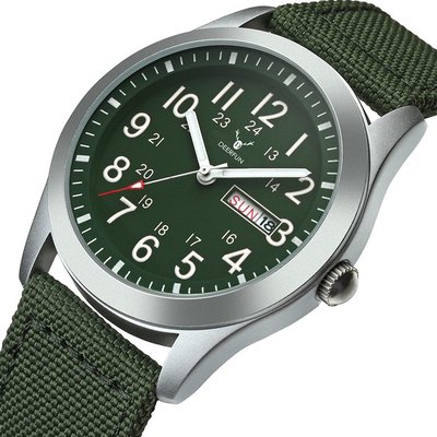 廠家直銷DEERFUN運動軍表綠色帆布手表男款尼龍學生手表防水手表