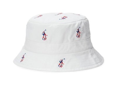 Polo Ralph Lauren 小馬 帽子 滿版 漁夫帽 成人款 白色 現貨 美國姐妹屋