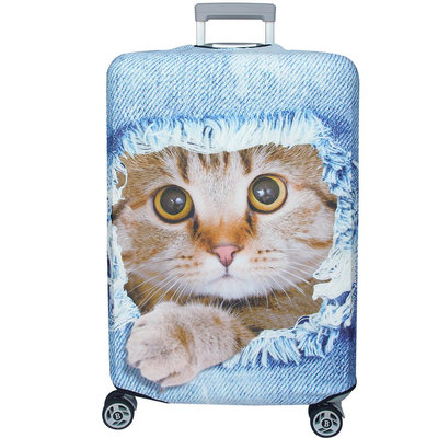 【巧婦樂】新一代  牛仔躲貓貓行李箱保護套(29-32吋行李箱適用)一個