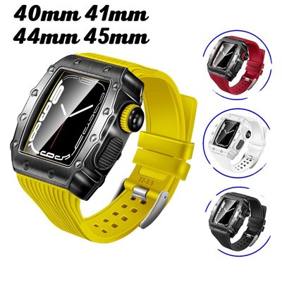 gaming微小配件-RM經典手錶改裝套裝 適用蘋果手錶 Apple Watch 40/41mm 44/45mm 矽膠錶帶 男生錶帶-gm