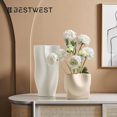 花瓶北歐簡約不規則陶瓷插花瓶擺件家居裝飾客廳花器