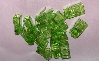 現貨 鍍金 RJ-45 網路線 3叉 水晶接頭 RJ45 網路線接頭 8P8C網路水晶頭 100顆 綠色