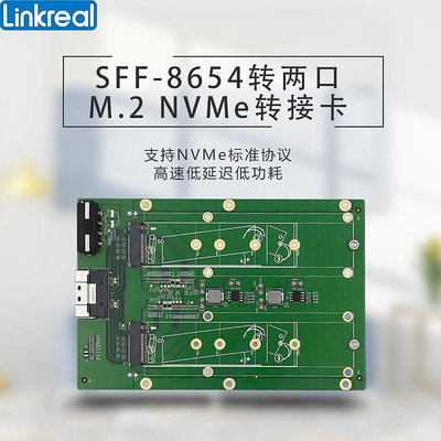LINKREAL SFF8654轉2口M.2 NVME硬碟轉接板 PCIE4.0 支持22110SSD