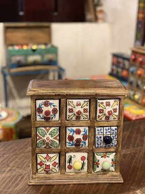 異國風印度芒果木彩繪磁磚9抽櫃(木頭無彩繪)【更美歐洲傢飾精品Amazing House】台南