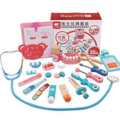 模仿小護士醫生扮演遊戲組 木製仿真醫藥箱 仿真牙醫看診 木製牙齒模型 木製醫生玩具套裝 兒童醫生玩具 護士醫護箱玩具