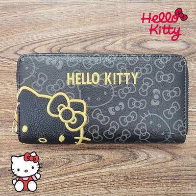 HELLO KITTY凱蒂貓造型滿版亂花刺繡皮夾 長夾 錢包 零錢包 皮包 生日禮物[現貨]