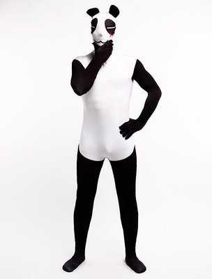 易匯空間 【企業店鋪】黑白色大熊貓萊卡彈性全包緊身衣成人男女聚會服飾 COS1266