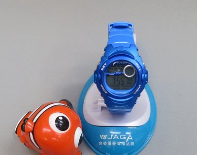 JAGA捷卡 防水多功能運動電子錶/女錶/兒童錶 甜心馬卡龍配色 M876B-EE (淺藍)保固一年