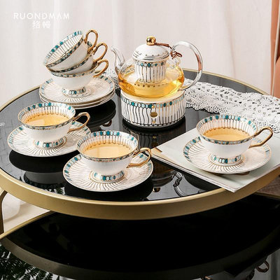 廠家出貨絡幔高檔精致骨瓷高級咖啡杯藍寶石北歐風格杯子套裝下午茶茶具