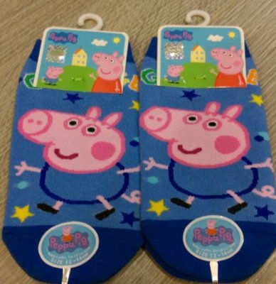 粉紅豬小妹 佩佩豬 喬治 嬰幼兒童 短襪 中筒 半筒襪子 保溫瓶 手機保護套袋 12~14cm 藍 ~安安購物城~