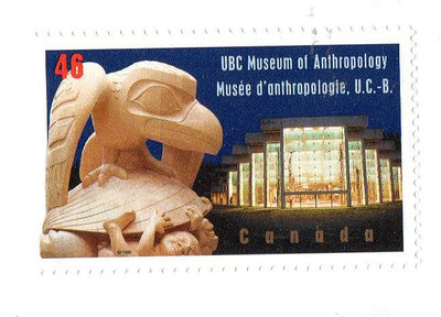 (Y808) 1999 加拿大卑詩大學(UBC)人類學博物館50周年紀念郵票  新1全  Scott#1778