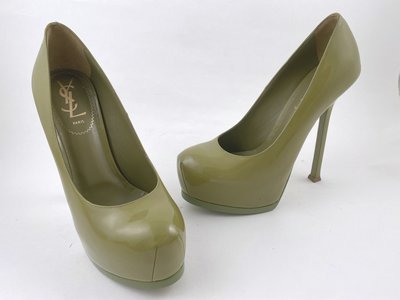 [我是寶琪] 侯佩岑二手商品 YSL 綠色漆皮高跟鞋