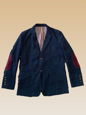現金價$2500全新 CUMAR 專櫃品牌 秋冬款 男裝 絨布 西裝長袖外套 單排扣 休閒絨布 藏藍色
