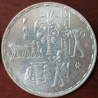 【二手】 埃及 1995年 糧農組織成立50周年紀念銀幣 很少見的1375 紀念幣 硬幣 錢幣【經典錢幣】