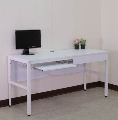160環保低甲醛工作桌(附鍵盤架+抽屜) 電腦桌 書桌 辦公桌 穩固不搖晃【馥葉】型號DE1606-K-DR 可加購玻璃