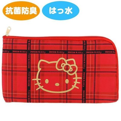 花見雜貨～日本進口 全新正版 kitty 凱蒂貓 收納包 口罩包 也可當筆袋扁平化妝包存摺鈔票收納 多功能包 有厚度 紅
