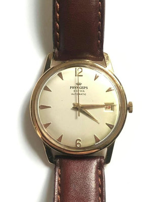 60年代18k金瑞士pryngeps日歷全自動機械男錶手錶腕