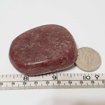 113.5g 草莓晶 拋光 水晶 礦石 收藏 擺件 手把件 冥想石 禮物