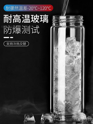 智能雙層玻璃杯顯溫茶水分離泡茶杯隔熱防燙微保溫透明玻璃水杯子-緻雅尚品