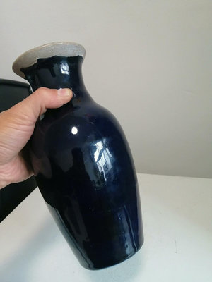 清代磁州窯霽藍釉單色釉羅漢瓶 賞瓶