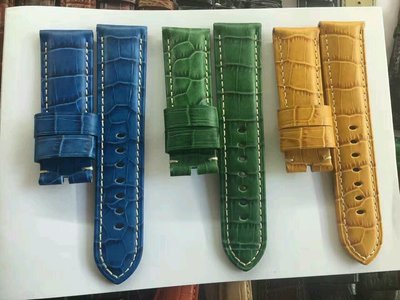 【SUM錶配】替代類 panerai 沛納海 鱷魚壓紋牛皮24收22 藍色，綠色，黃色 適合44MM的錶款