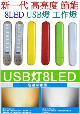 【購生活】超亮 USB LED 0.5W*8 LED燈 LED手電筒 LED工作燈 小夜燈 檯燈 USB燈 露營燈
