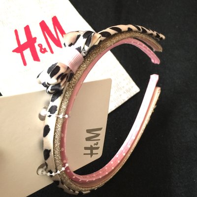 H&M HM 豹紋 金蔥 粉紅點點三件組髮飾/髮圈/髮箍/髮帶～適合各種場合裝扮