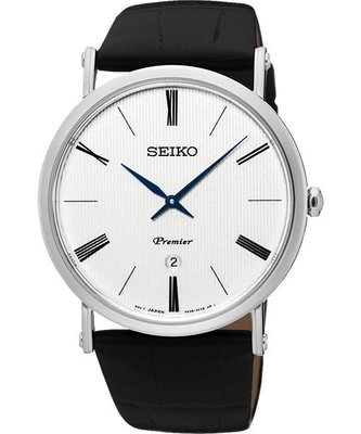 SEIKO 精工 Premier 系列超薄石英腕錶(SKP395J1)-銀/40mm 7N39-0CA0P