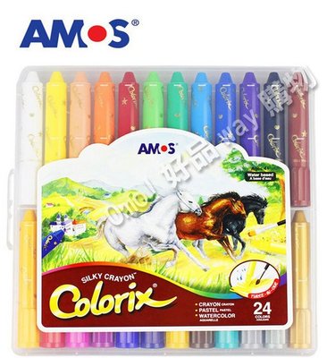 韓國AMOS 24色 安全無毒水彩蠟筆/水蠟筆/洗澡蠟筆- 另有12.18.36色喔!