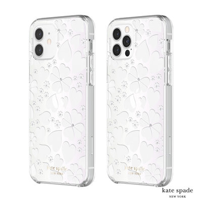 Kate Spade Clover Hearts iPhone 12/12 Pro 6.1吋 愛心/幸運草+白色鑲鑽透明