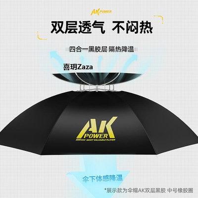新品漁之源AK釣魚傘帽可折疊頭戴式雨傘帽遮陽防曬防雨帽傘頭頂傘大號