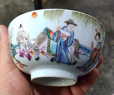 清代大清同治年制粉彩人物圖陶瓷小碗尺寸11×6