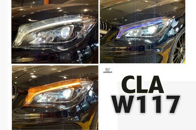 小傑車燈--全新 BENZ W117 CLA 美規 HID版 舊款高階 升級 新款高階 啟動一抹藍 全LED 魚眼 大燈