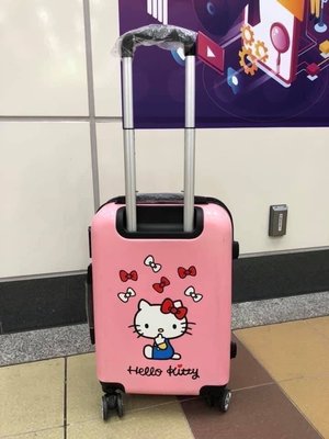 ♥小花花日本精品♥ Hello Kitty 蝴蝶結坐姿行李箱 粉色 20吋 輕巧好提 ~ 3