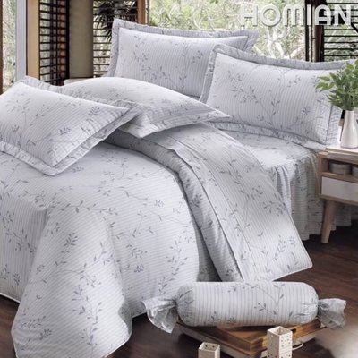 加大雙人涼被床包組100%精梳棉-金枝玉葉-台灣製 Homian 賀眠寢飾