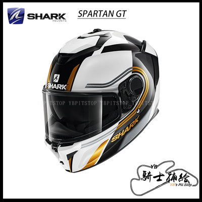 ⚠YB騎士補給⚠ SHARK SPARTAN GT Tracker 白黑金 WKQ 全罩 鯊魚 內墨片 眼鏡溝