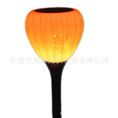 新款LED太陽能圓球火焰燈 氣球南瓜燈戶外插地火把吹塑燈工廠直供