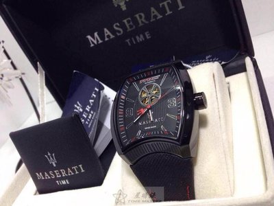 請支持正貨，瑪莎拉蒂手錶MASERATI手錶CALANDRA款，編號:R8821105003,黑色錶面黑色皮革錶帶款