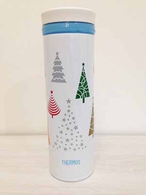 THERMOS 膳魔師 不鏽鋼真空保溫杯 保溫瓶 0.5L/ 500cc/ 500ml 聖誕樹 白色