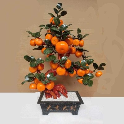 【爆款特賣】樹客廳家居飾品玉器工藝品創意橘子大擺件盆栽天然玉石